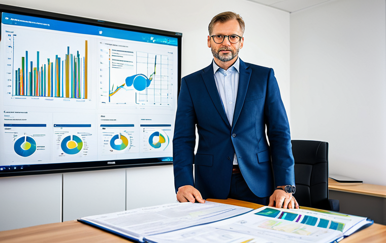 A professional German energy consultant, fully clothed in a modest business suit, stands in a brightly lit modern office. Around them are stacks of German legal documents, blueprints for renewable energy projects, and a digital tablet displaying complex regulatory flowcharts related to the EEG and GEG. The background shows a subtle, blurred map of Germany's energy grid. The consultant's pose is natural, conveying deep thought and the challenge of navigating complex legal frameworks. Perfect anatomy, correct proportions, well-formed hands, proper finger count. Professional photography, high detail, sharp focus, appropriate content, safe for work, family-friendly.