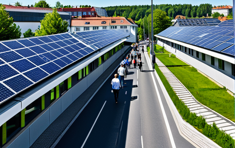 대체에너지의 가격 경쟁력 - **

"A modern German cityscape, featuring solar panels on rooftops and wind turbines in the distance...