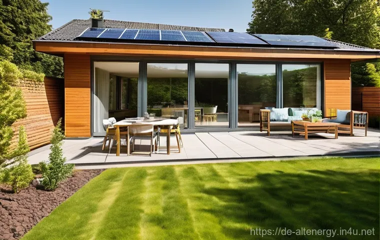 제로 에너지 건축 - **Prompt:** A vibrant, modern German suburban home on a sunny day, showcasing its zero-energy featur...