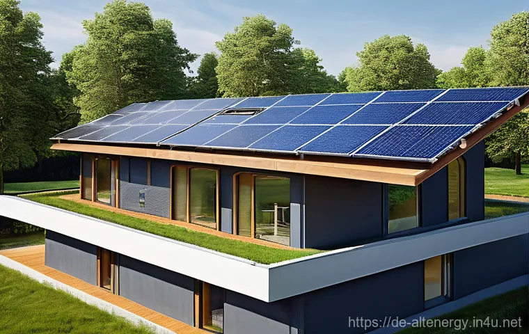 제로 에너지 건축 - **Prompt:** A vibrant, modern German suburban home on a sunny day, showcasing its zero-energy featur...