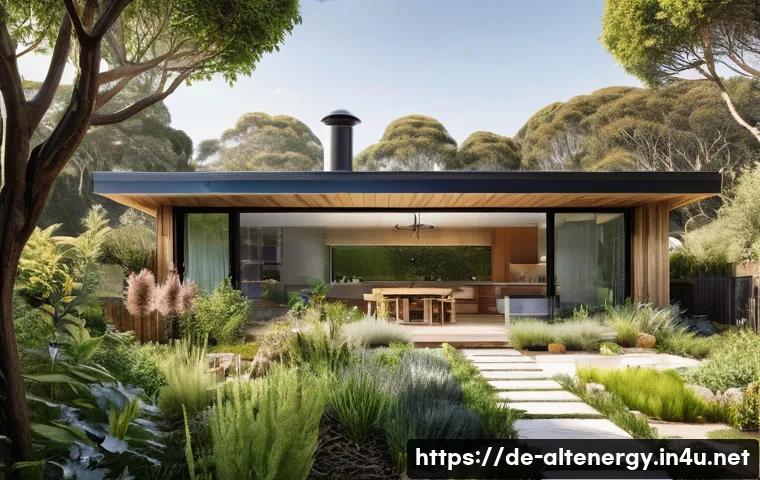 친환경 주택 설계 - **Prompt:** A serene and futuristic sustainable family home exterior, showcasing advanced eco-friend...