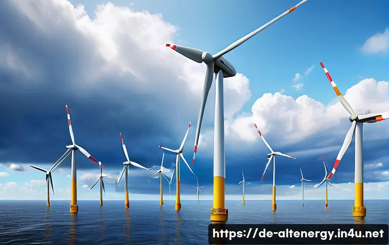 해상 풍력 발전 - A highly detailed, realistic offshore wind turbine scene during daylight with advanced carbon-fiber ...