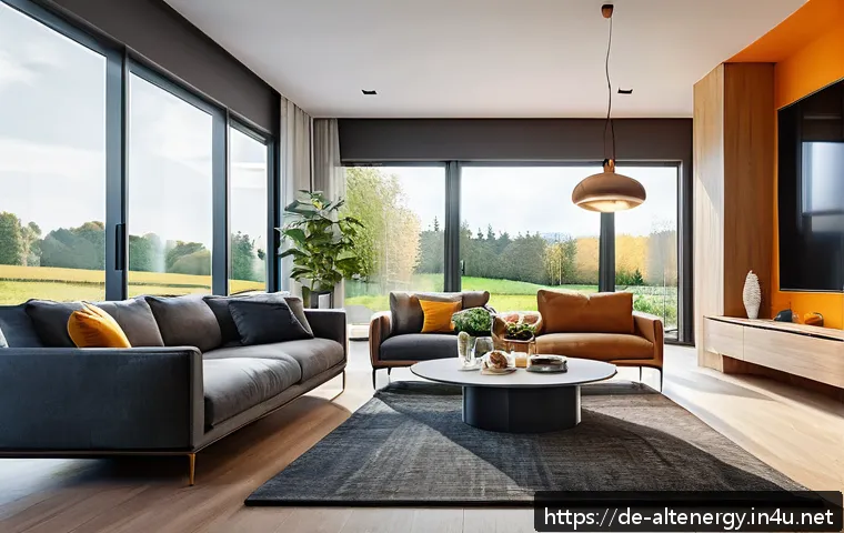 에너지 절약 기술 - A modern German living room equipped with a sophisticated smart-home