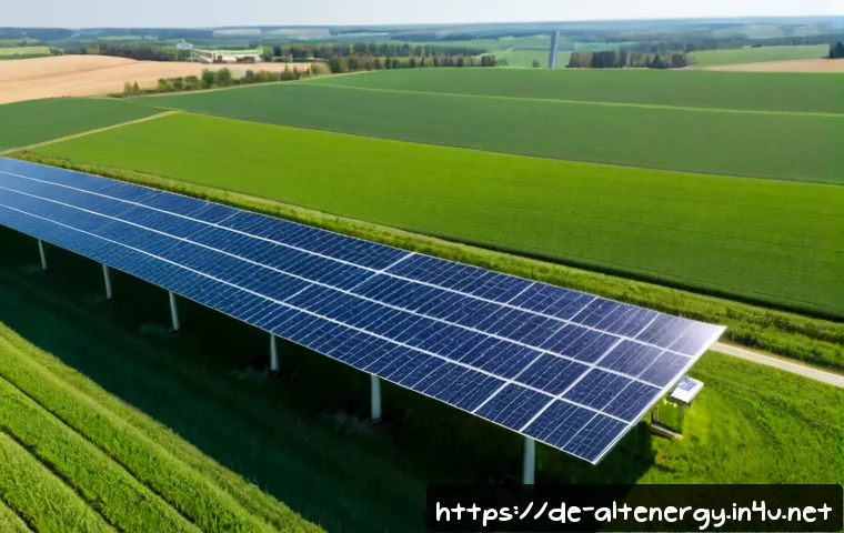 대체에너지 생산과 환경 - Photorealistic wide-angle view of a modern German renewable energy landscape, large wind turbines an...